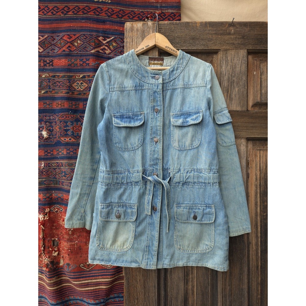 Vintage 1970s The New Line Denim Safari Jacket Belted Women's 11